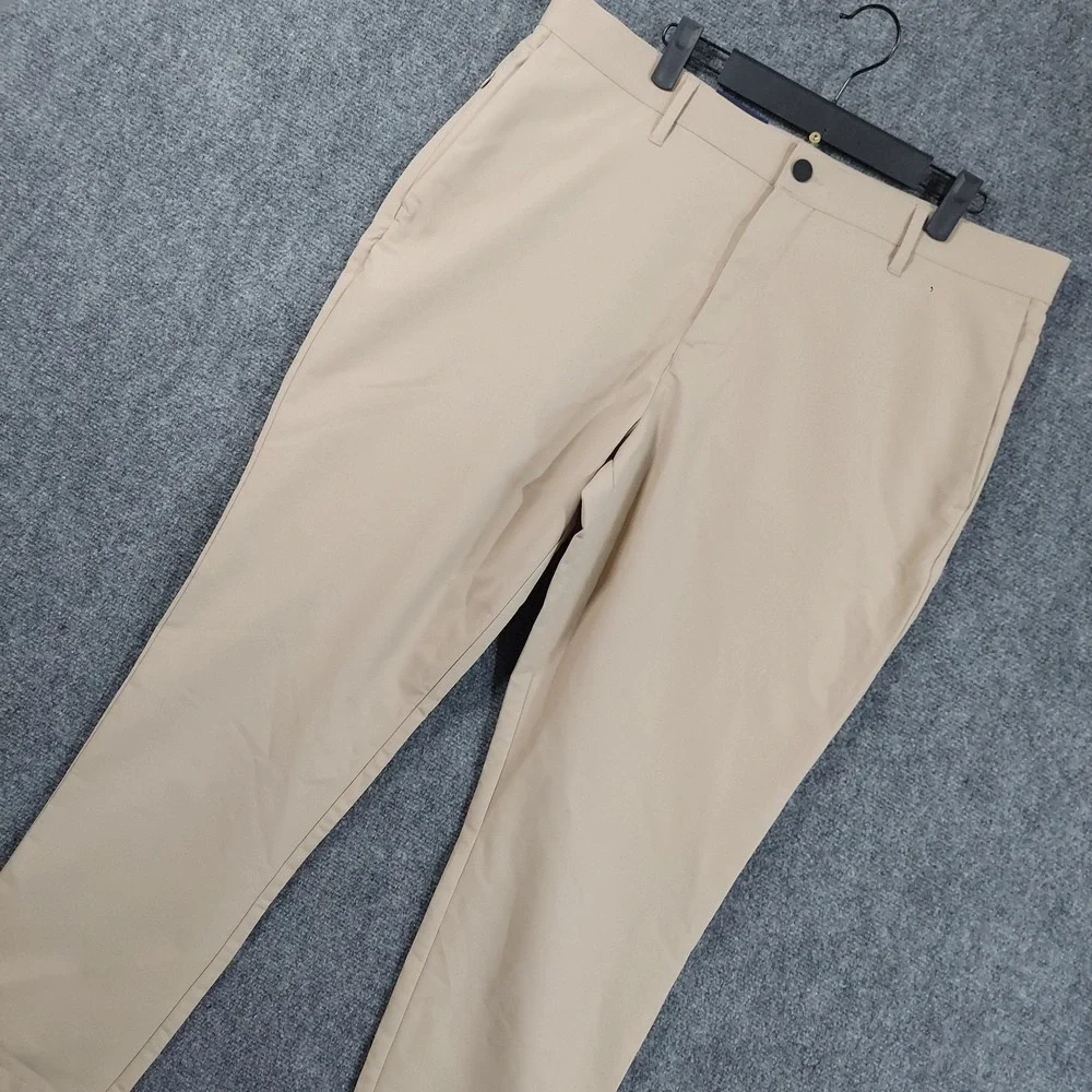 NEW Banana Republic Pants Mens 36x30 Beige Dress Flat Front Slim Microfiber